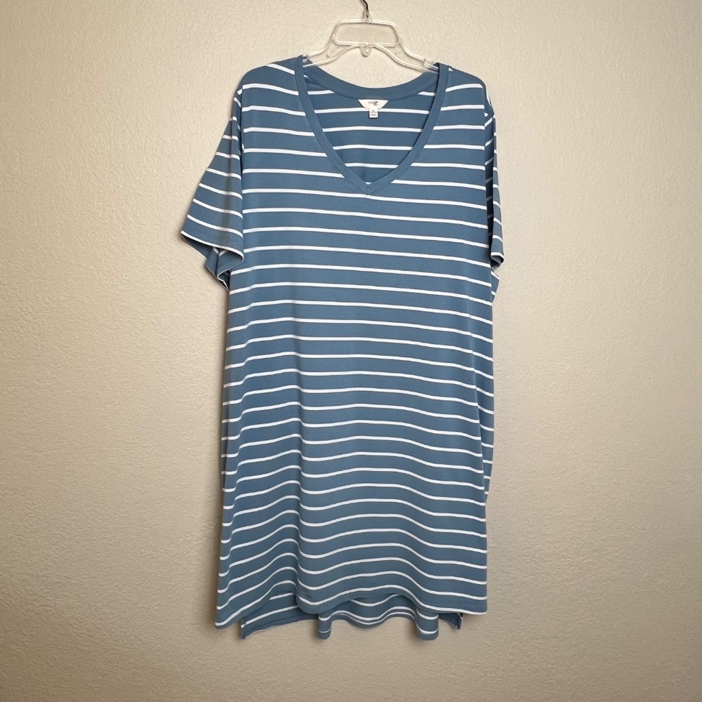 Terra & Sky Relaxed Fit Cotton Blend Striped Midi Dress - Picture 2 of 10